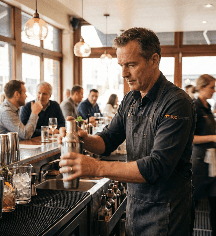 Horeca medewerker tijdens tijdelijke inzet via uitzendbureau